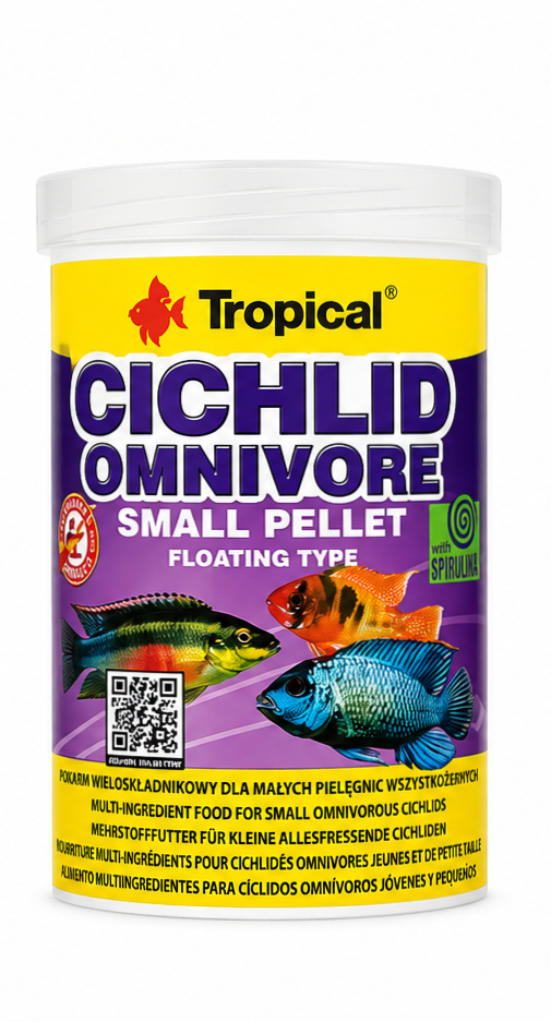מזון לציקלידים Tropical Cichlid Omnivore Small Pellet – גרגירים קטנים לדגים